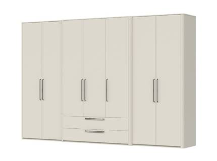 Dulap cu 7 usi cu balamale si 2 sertare AIR 335x225x61cm Pepper White, manere antracit 