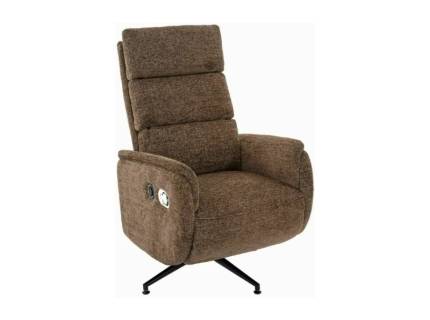 Fotoliu FENIX RAVEN rotativ cu recliner electric, material textil maro 67x83-160xH112-120cm