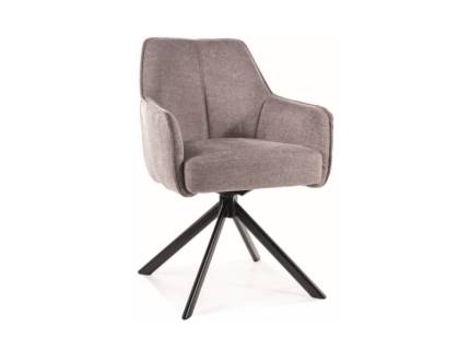 Scaun tapitat NOTTI BREGO rotativ, material textil light grey 55x62xH83cm, picioare negre