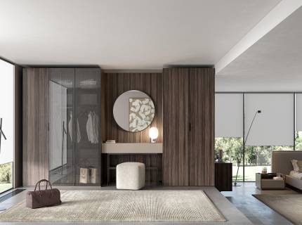 Dulap cu 5 usi cu balamale si masa de make-up WALNUT 370x230x68cm