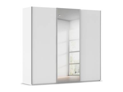 Dulap cu usi glisante TARO 242x223x69cm alb alpin/ oglinda, maner aluminiu