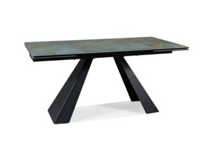 Masa extensibila SALVADORE CERAMIC OSSIDO VERDE din ceramica cu efect de marmura Ossido Verde, metal negru 160-240x90xH77cm