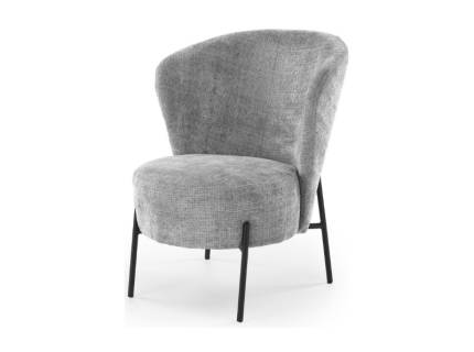 Fotoliu CEZAR material textil grey, picioare negre, design minimalist 70x79xH85cm  