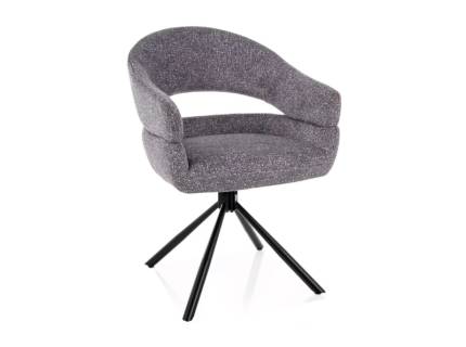 Scaun tapitat BORGO LEO rotativ, material textil grey 58x60xH87cm, picioare negre  
