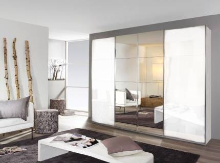 Dulap alb lucios/oglinda 271x211x62cm SYNCRONO