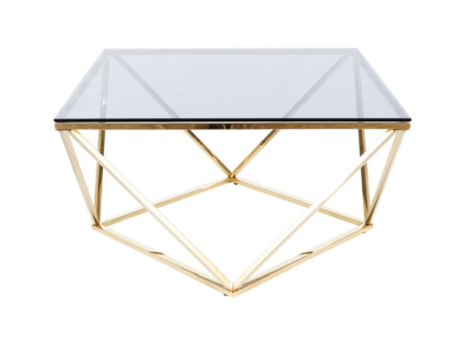 Masuta SILVER A GOLD din sticla, metal auriu 80x80xH45cm