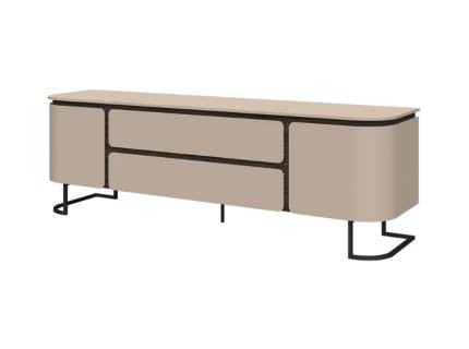 Comoda TV cu 2 usi si 2 sertare AURA 182x58x46cm mocca/ stejar Baroc, picioare antracit