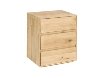 Noptiera din lemn masiv cu 3 sertare ROVIGO 40x58x50cm stejar natural