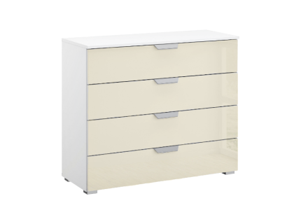 Comoda cu 4 sertare ADITIO 80x81x42cm alb alpin/ sticla champagne 