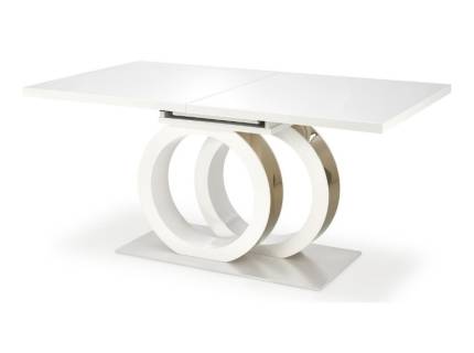 Masa extensibila GALARDO din MDF alb lucios, metal auriu 160-200x90xH76cm