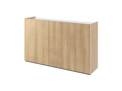 Comoda EASY EA-01 cu 5 usi 156x95x40cm stejar/ alb lucios 