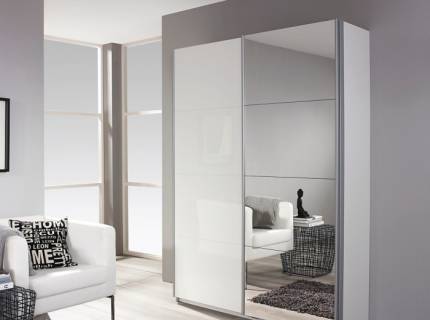 Dulap alb lucios/oglinda 136x197x48cm MINOSA PLUS