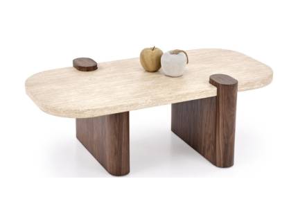 Masuta CANOA din MDF furniruit travertin/ nuc 120x70xH41cm