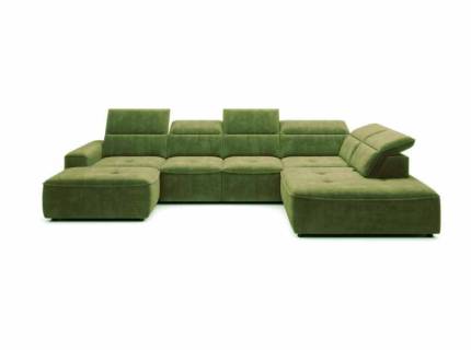 Coltar cu reglaj electric COLOMBO XL material textil verde, cu lada pentru depozitare, tetiere reglabile, spatar reglabil 227x376x182cm 