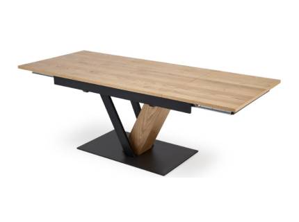 Masa extensibila FANIS din MDF si furnir natural stejar, metal negru/ natural 160-220x90xH78cm