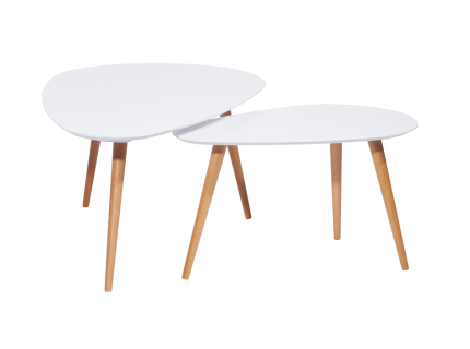 Set 2 masute NOLAN B WHITE din MDF alb si lemn de fag 116x66xH45cm / 75x43xH39cm