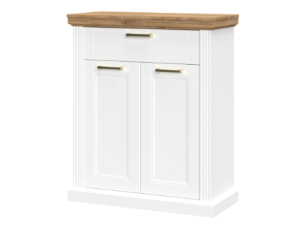 Pantofar cu 2 usi si 1 sertar TARA WHITE 86x102x38cm alb mat/ Pacific walnut