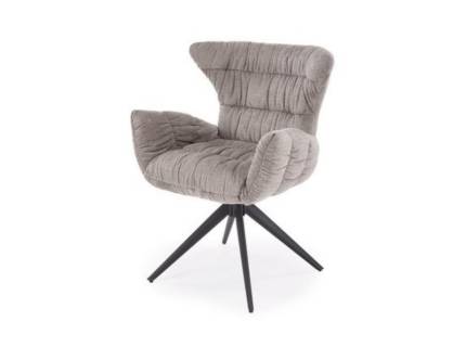 Scaun tapitat K595 rotativ, comfort, material textil grey 68x66xH88cm, picioare negre 