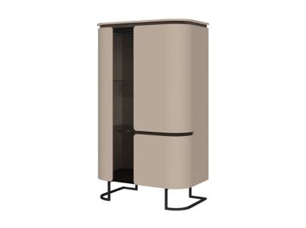 Vitrina cu sticla AURA 83x140x46cm mocca/ stejar Baroc - sticla parsol maro, picioare antracit