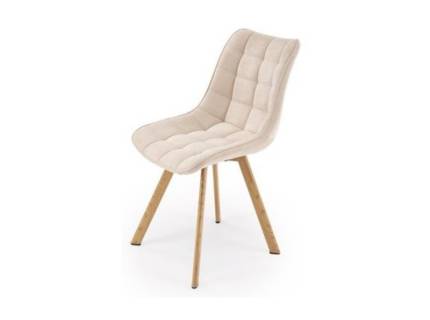 Scaun tapitat K332 material textil beige 46x61xH84cm, picioare nuanta lemnului 