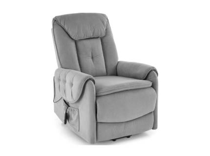 Fotoliu HORTON cu recliner electric, catifea grey 80x97-158xH90-105cm