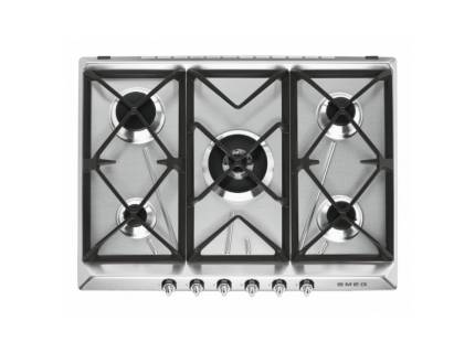 Plita incorporabila pe gaz Smeg Victoria SR975XGH, inox, 70 cm, Wok, fonta