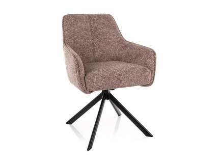 Scaun tapitat NOTTI LEO rotativ, material textil cappuccino 55x62xH83cm, picioare negre 