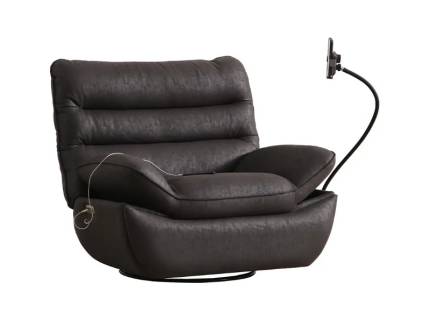 Fotoliu rotativ cu recliner electric EMMA TV cu functie de balansare, suport pentru telefon, adaptor USB 100x110cm