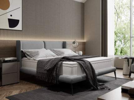 Pat tapitat cu somiera tip placa TESSINA 140/ 160/ 180cm personalizabil