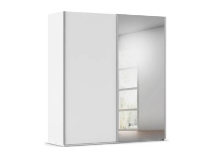 Dulap cu usi glisante TARO 201x223x69cm alb alpin/ oglinda, maner aluminiu 