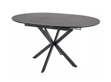 Masa extensibila GASTON CERAMIC GREY 100 din ceramica cu efect de marmura gri, metal negru 100-135xH75cm