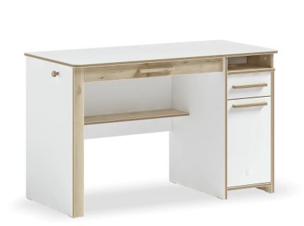 Birou cu 1 usa si 2 sertare MODERA 120x57xH75cm alb/ natur
