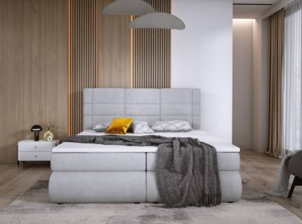 Pat Boxspring cu spatiu pentru depozitare LARGO 140/ 160/ 180cm personalizabil 