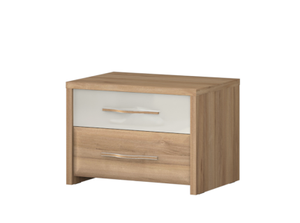 Noptiera cu 2 sertare GALA 57x41x41cm bej lucios/ nuc Pacific