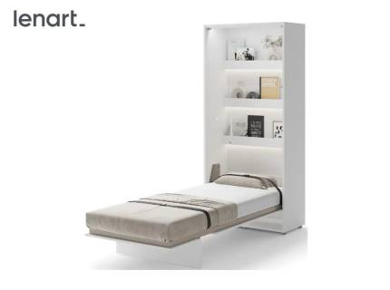 LENART BED CONCEPT BC-03 pat (90x200cm) rabatabil pe perete 101x46-228x218cm alb lucios