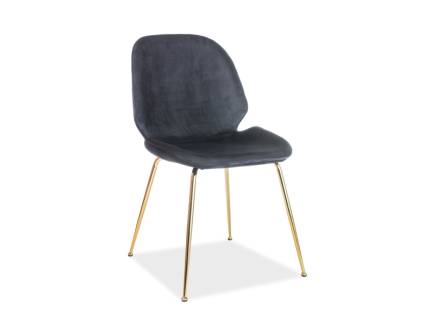 Set 4 scaune tapitate ADRIEN VELVET catifea black 50x42xH87cm, picioare aurii