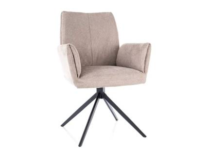 Scaun tapitat COCO II VARDO rotativ, material textil beige 60x64xH87cm, picioare negre