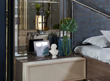 Noptiera cu 1 sertar cu deschidere push-on VALENTINA 68x137x48cm premium cu design luxury