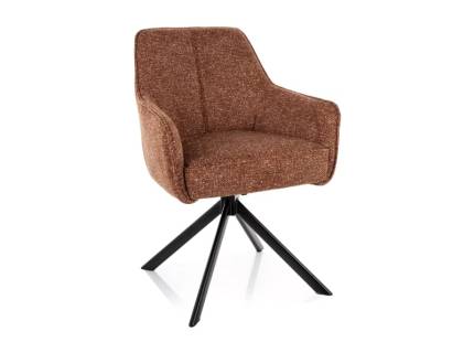 Scaun tapitat NOTTI LEO rotativ, material textil cinnamon 55x62xH83cm, picioare negre 