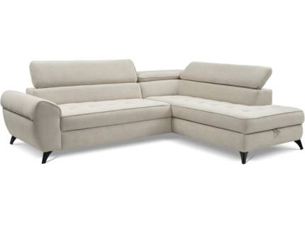 Coltar extensibil ELENA cu lada pentru depozitare, tetiere reglabile, personalizabil 251x203cm