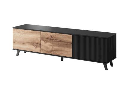 Comoda TV cu 3 usi RANDOM 180x47x40cm stejar/ negru
