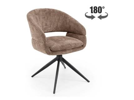 Scaun tapitat K602 rotativ, material plusat brown 57x62xH82cm, picioare negre 