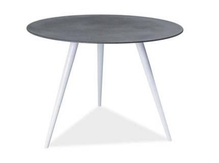 Masa rotunda EVITA din sticla securizata termorezistenta gri piatra, metal alb 100xH76cm