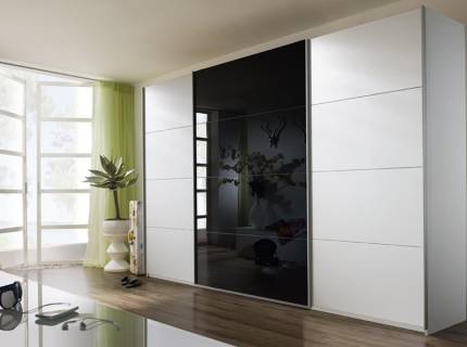 Dulap alb alpin/sticla basalt 271x210x62cm KULMBACH