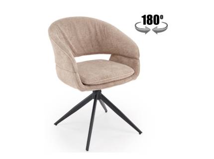 Scaun tapitat K602 rotativ, material plusat cappuccino 57x62xH82cm, picioare negre 