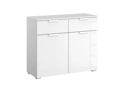 Comoda cu 2 usi si 2 sertare ADITIO 80x81x42cm alb alpin/ alb lucios 