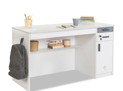 Birou mare cu 1 usa si 3 sertare WHITE 110x58xH75cm alb