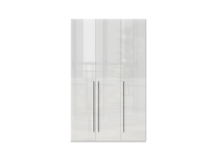 Dulap cu 3 usi cu balamale PIANO WHITE 137x224x56cm alb lucios, maner crom