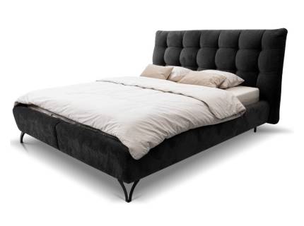 Pat tapitat cu somiera si spatiu pentru depozitare ERATO 140/ 160/ 180cm personalizabil, picioare negre