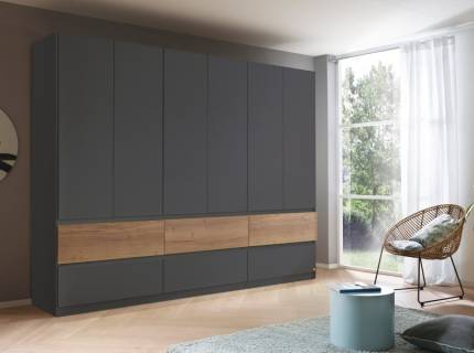 Dulap cu 6 usi cu balamale si 6 sertare WINNIPEG 271x210x56cm gri metalic/ halifax